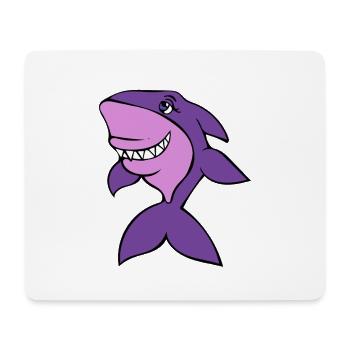 Lila Hai Cartoon-Grinsen - Mousepad (Querformat) - Weiß - Vorne