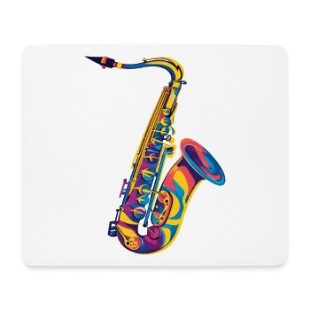 Neon-Saxophon Pop Art - Mousepad (Querformat) - Weiß - Vorne