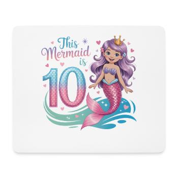 Mermaid 10th Birthday 10 Years - Mouse Pad (horizontal) - white - Front