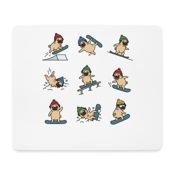 Snowboard Pug Funny Winter Dog Fun - Mouse Pad (horizontal) - white - Front