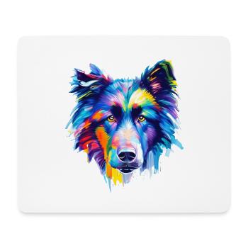 Belgische Schäferhund-Abstrakte farbenfrohe Hundekunst - Mousepad (Querformat) - Weiß - Vorne