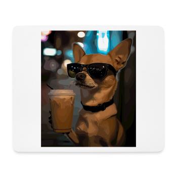 Café de nuit Chihuahua avec lunettes de soleil - Tapis de souris (format paysage) - blanc - Devant