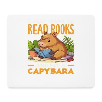 Reading Books Pet A Capybara Cute Funny - Mouse Pad (horizontal) - white - Front