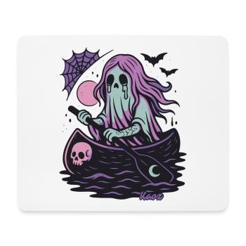 Fantôme dans le bateau avec la lune et la chauve-souris - Tapis de souris (format paysage) - blanc - Devant