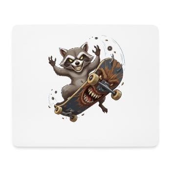 Raton laveur prédateur sur skateboard - Tapis de souris (format paysage) - blanc - Devant