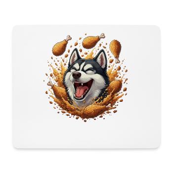 Un husky rieur avec du poulet frit - Tapis de souris (format paysage) - blanc - Devant