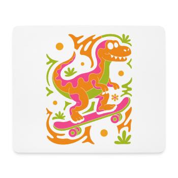 Dino Skateboard Blumenpracht - Mousepad (Querformat) - Weiß - Vorne