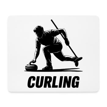 Curling Man Athlete Action Silhouette - Mouse Pad (horizontal) - white - Front