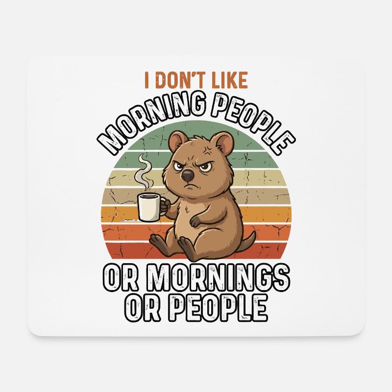 Quokka Kaffee Morgenmuffel Hasse Menschen - Tapis de souris (format paysage) - blanc