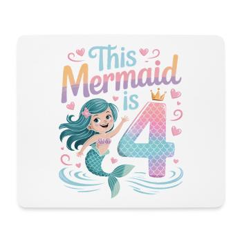 Meerjungfrau 4. Geburtstag 4 Jahre - Mousepad (Querformat) - Weiß - Vorne