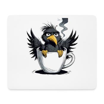 Morning grouch coffee no desire raven bad mood - Mouse Pad (horizontal) - white - Front