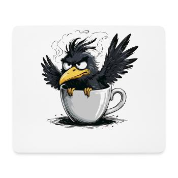 Morning grouch coffee no desire raven bad mood - Mouse Pad (horizontal) - white - Front