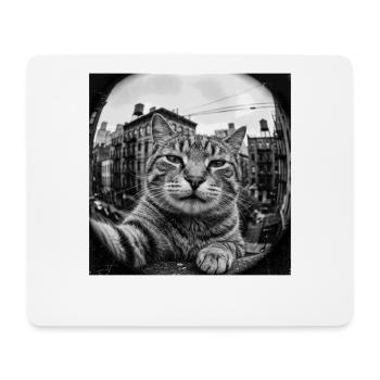 Selfie de chat de rue sympa dans le quartier - Tapis de souris (format paysage) - blanc - Devant
