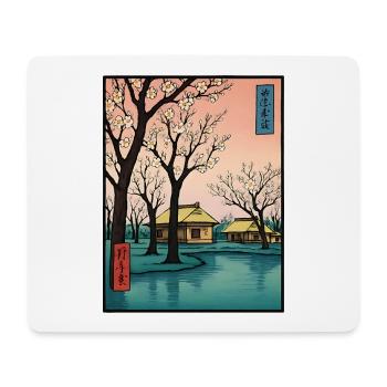 Fleurs traditionnelles de cerisier japonais - Tapis de souris (format paysage) - blanc - Devant