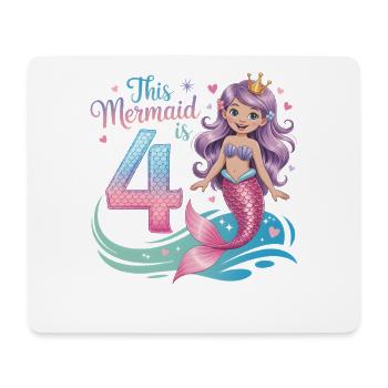 Meerjungfrau 4. Geburtstag 4 Jahre - Mousepad (Querformat) - Weiß - Vorne