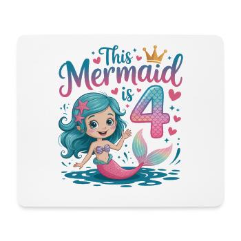 Meerjungfrau 4. Geburtstag 4 Jahre - Mousepad (Querformat) - Weiß - Vorne