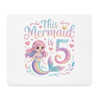 Mermaid 5th Birthday 5 Years - Mouse Pad (horizontal) - white - Front