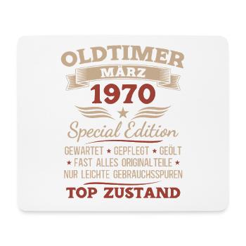 56. Geburtstag Geschenk Mann Oldtimer März 1970 - Mousepad (Querformat) - Weiß - Vorne