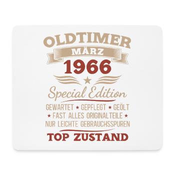 60. Geburtstag Geschenk Mann Oldtimer März 1966 - Mousepad (Querformat) - Weiß - Vorne