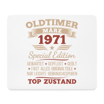 55. Geburtstag Geschenk Mann Oldtimer März 1971 - Mousepad (Querformat) - Weiß - Vorne