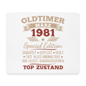 Cadeau du 45e anniversaire : Mari Voiture ancienne Mars 1981 - Tapis de souris (format paysage) - blanc - Devant