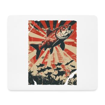 Jumping Fish dans un style poster rétro - Tapis de souris (format paysage) - blanc - Devant