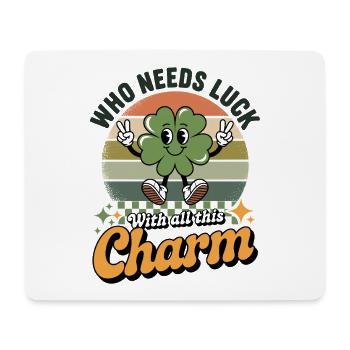 Kleeblatt Charm Retro Glück - Mousepad (Querformat) - Weiß - Vorne