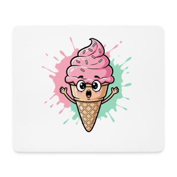 Cornet de glace Kawaii avec des vermicelles - Tapis de souris (format paysage) - blanc - Devant