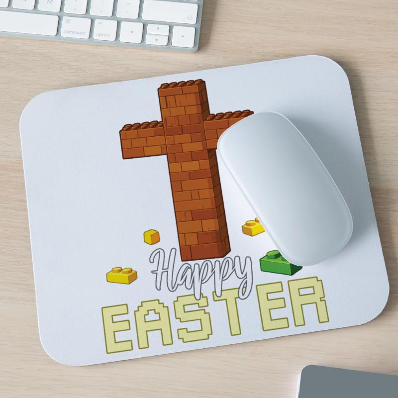 Master Builder Brick Builder Cross Happy Easter Mouse Pad (horizontal)