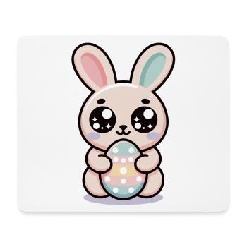 Osterhase Shirt – Süßer Hase mit Osterei - Mousepad (Querformat) - Weiß - Vorne