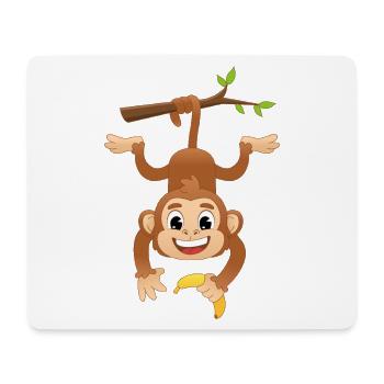 Funny Hanging Monkey With Banana Cartoon Graphic - Mousepad (Querformat) - Weiß - Vorne