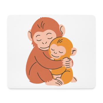 Affenmutter und Baby umarmen sich - Mousepad (Querformat) - Weiß - Vorne