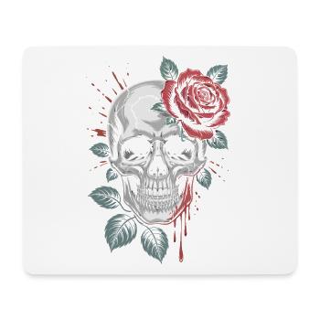 Rose on the skull: gloomy vintage tattoo style - Mouse Pad (horizontal) - white - Front