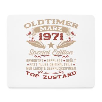 55. Geburtstag Geschenk Mann Oldtimer März 1971 - Mousepad (Querformat) - Weiß - Vorne