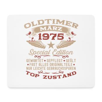 51. Geburtstag Geschenk Mann Oldtimer März 1975 - Mousepad (Querformat) - Weiß - Vorne