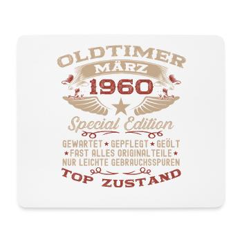 66. Geburtstag Geschenk Mann Oldtimer März 1960 - Mousepad (Querformat) - Weiß - Vorne