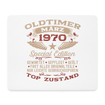 56. Geburtstag Geschenk Mann Oldtimer März 1970 - Mousepad (Querformat) - Weiß - Vorne