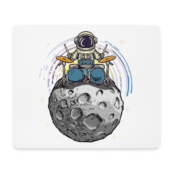 Space-Drummer auf dem Mond - Mousepad (Querformat) - Weiß - Vorne