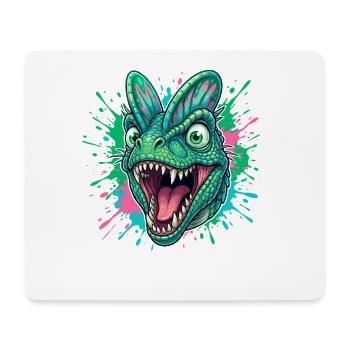 Grüner Dinokopf mit Neon Splash - Mousepad (Querformat) - Weiß - Vorne