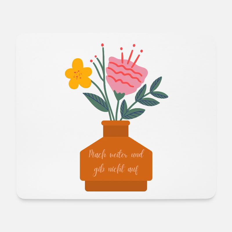 Blumenstrauß Mutspruch Vase - Mousepad (Querformat) - Weiß