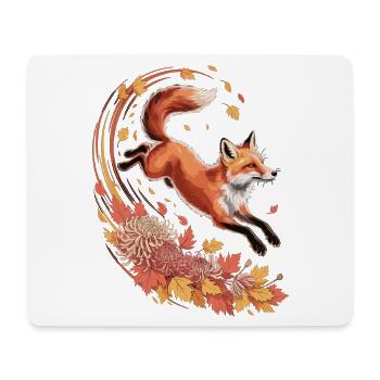 Fuchs Herbst Shirt – Elegantes Fuchs T-Shirt Wald  - Mousepad (Querformat) - Weiß - Vorne