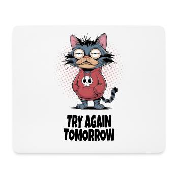 Try Again Tomorrow Katze – Lustiger Katzen Spruch - Mousepad (Querformat) - Weiß - Vorne