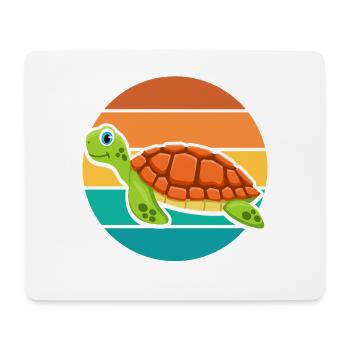 Cute Sea Turtle Retro Sunset Ocean Graphic - Mousepad (Querformat) - Weiß - Vorne