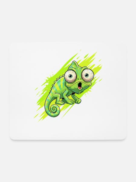 Neon Chamäleon Spritzer - Mousepad (Querformat) - Weiß