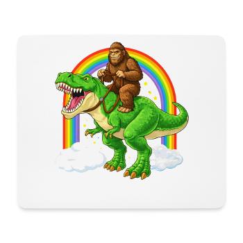 Bigfoot chevauchant un T-Rex Dinosaur Rainbow - Tapis de souris (format paysage) - blanc - Devant