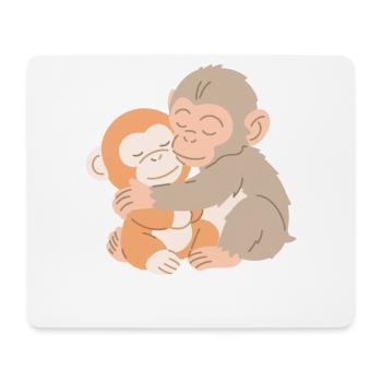 Hugging Monkeys Embrace - Mouse Pad (horizontal) - white - Front