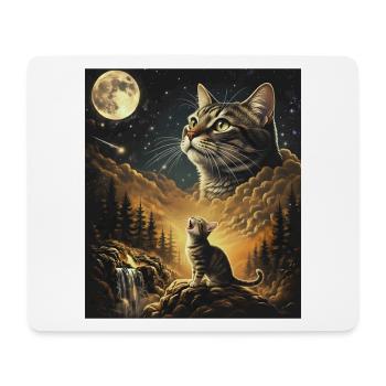 Moon Cat Over Cloud Forest Cat Howls At Moon - Mouse Pad (horizontal) - white - Front