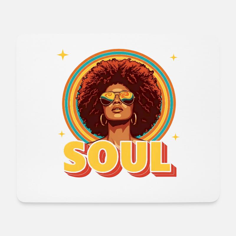 70s Funk Soul Retro Afro Retro Portrait Vintage - Mousepad (Querformat) - Weiß