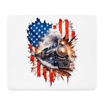 Steam Train Patriotism with US Flag - Mouse Pad (horizontal) - white - Front