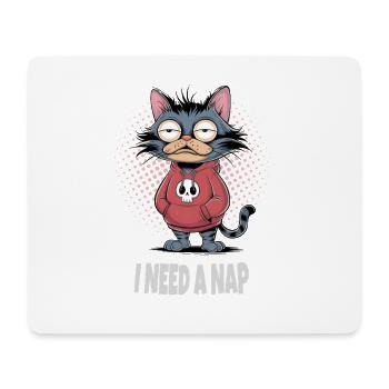 I Need A Nap Müde Katze  - Mousepad (Querformat) - Weiß - Vorne